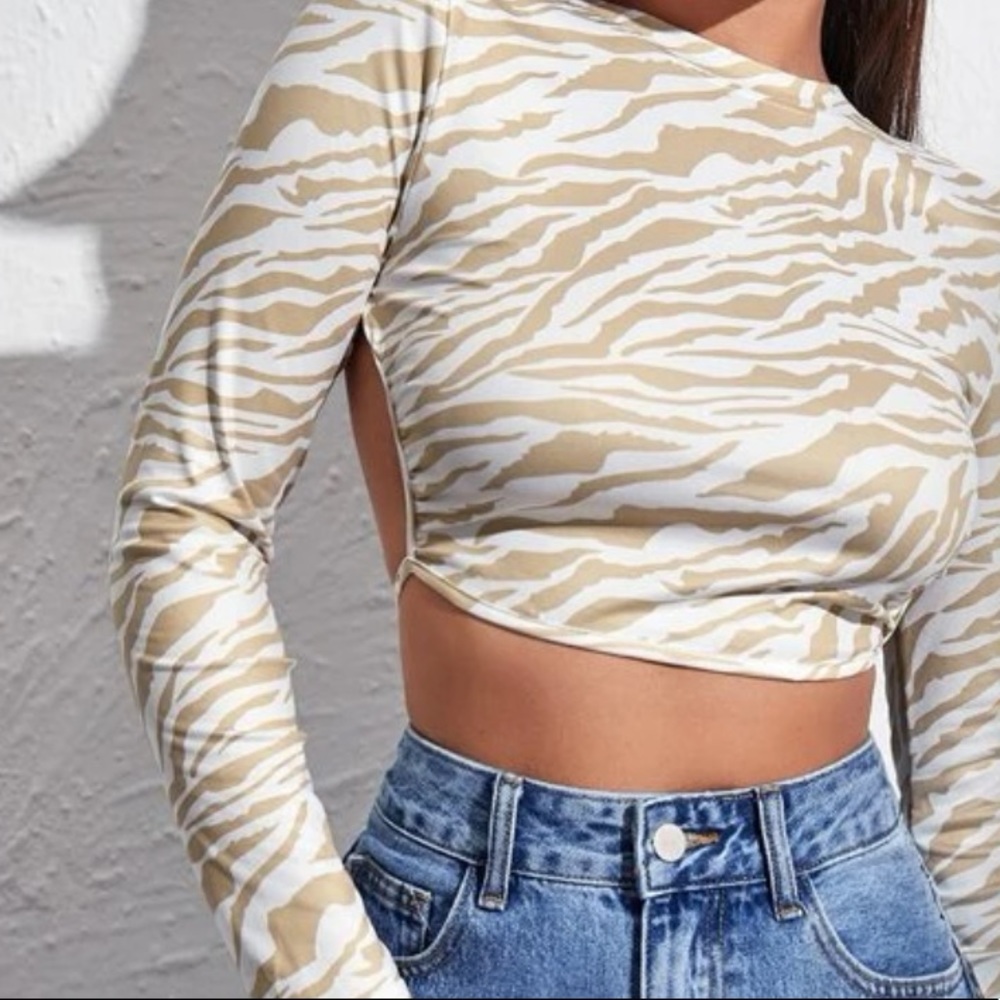 Super cute zebra crop top backless